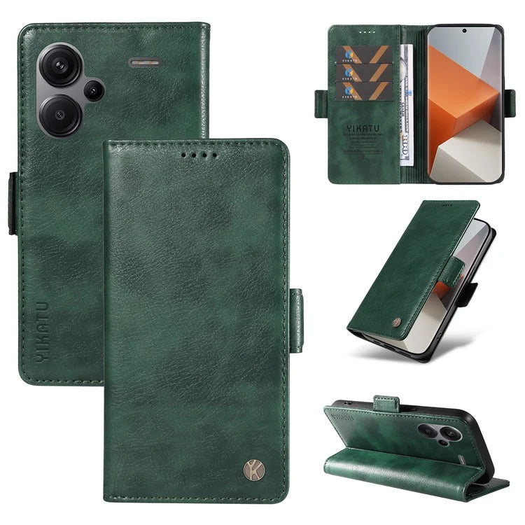 YIKATU YK-007 For Xiaomi Redmi Note 13 Pro+ 5G Wallet Case Magnetic Clasp Leather Phone Cover