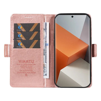 YIKATU YK-007 For Xiaomi Redmi Note 13 Pro+ 5G Wallet Case Magnetic Clasp Leather Phone Cover