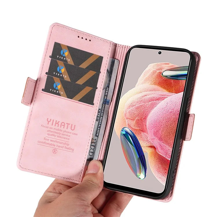 YIKATU YK-007 For Xiaomi Redmi Note 12 4G Phone Case Wallet Leather Cover Litchi Texture