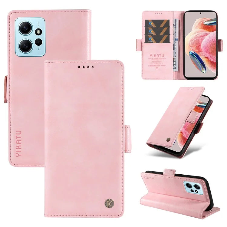YIKATU YK-007 For Xiaomi Redmi Note 12 4G Phone Case Wallet Leather Cover Litchi Texture