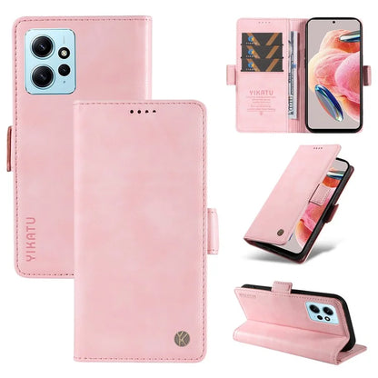 YIKATU YK-007 For Xiaomi Redmi Note 12 4G Phone Case Wallet Leather Cover Litchi Texture