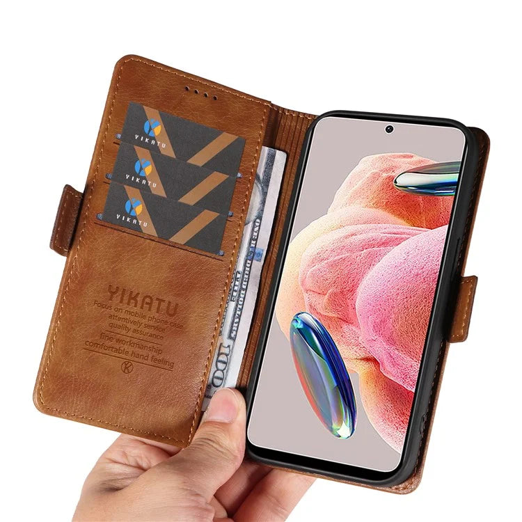 YIKATU YK-007 For Xiaomi Redmi Note 12 4G Phone Case Wallet Leather Cover Litchi Texture