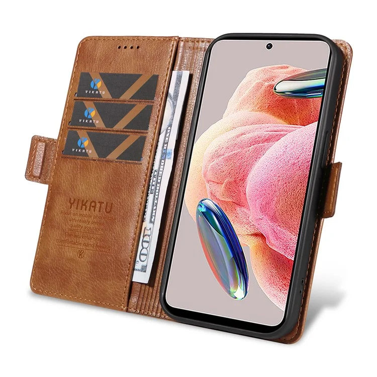 YIKATU YK-007 For Xiaomi Redmi Note 12 4G Phone Case Wallet Leather Cover Litchi Texture