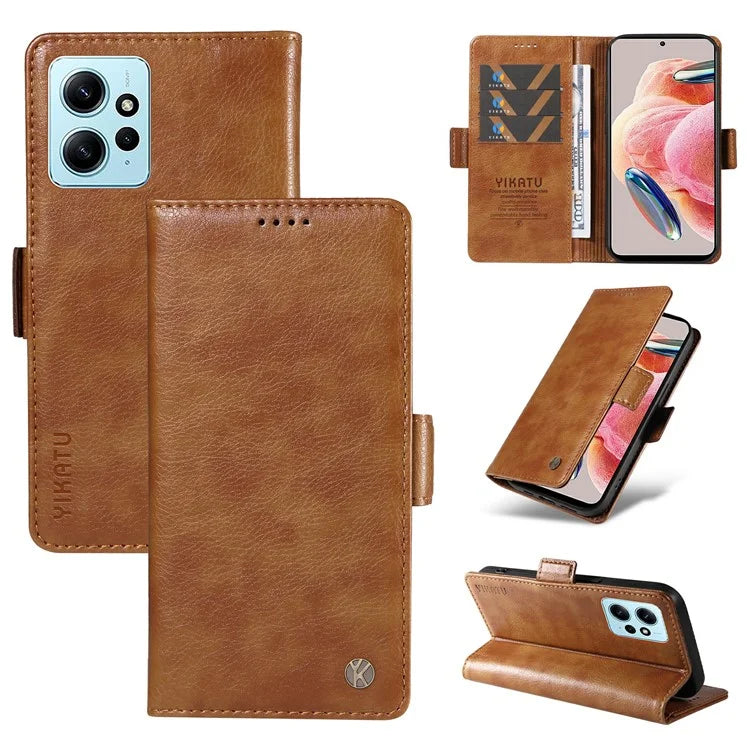YIKATU YK-007 For Xiaomi Redmi Note 12 4G Phone Case Wallet Leather Cover Litchi Texture