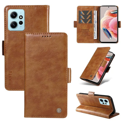 YIKATU YK-007 For Xiaomi Redmi Note 12 4G Phone Case Wallet Leather Cover Litchi Texture