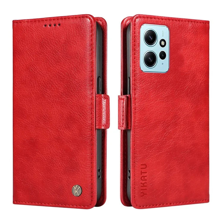 YIKATU YK-007 For Xiaomi Redmi Note 12 4G Phone Case Wallet Leather Cover Litchi Texture
