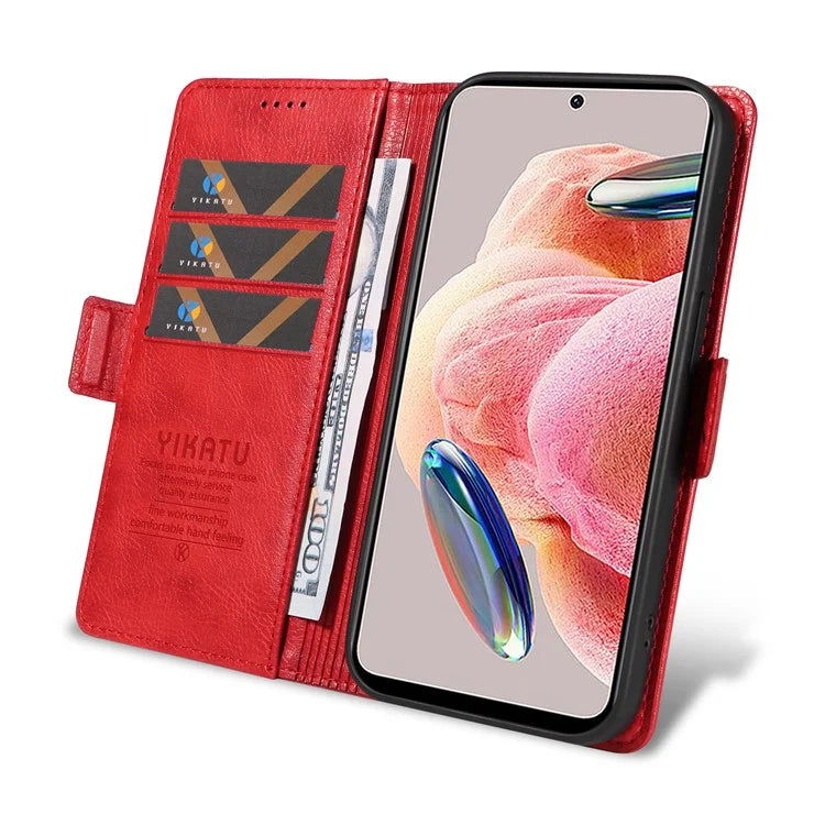 YIKATU YK-007 For Xiaomi Redmi Note 12 4G Phone Case Wallet Leather Cover Litchi Texture
