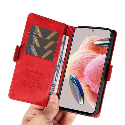 YIKATU YK-007 For Xiaomi Redmi Note 12 4G Phone Case Wallet Leather Cover Litchi Texture