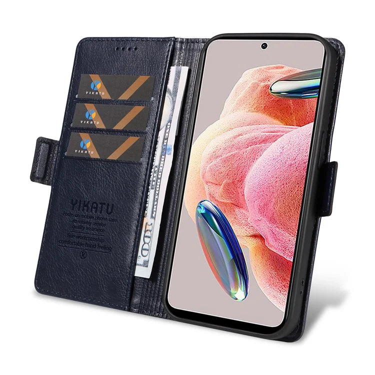 YIKATU YK-007 For Xiaomi Redmi Note 12 4G Phone Case Wallet Leather Cover Litchi Texture