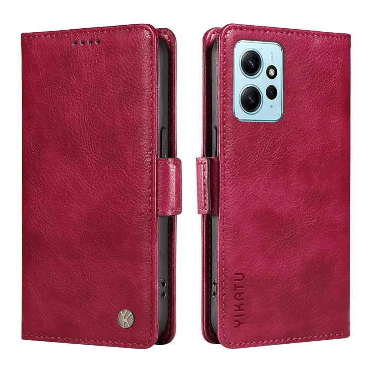 YIKATU YK-007 For Xiaomi Redmi Note 12 4G Phone Case Wallet Leather Cover Litchi Texture