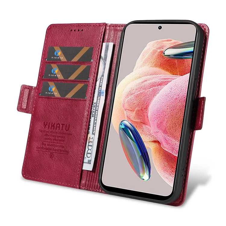 YIKATU YK-007 For Xiaomi Redmi Note 12 4G Phone Case Wallet Leather Cover Litchi Texture