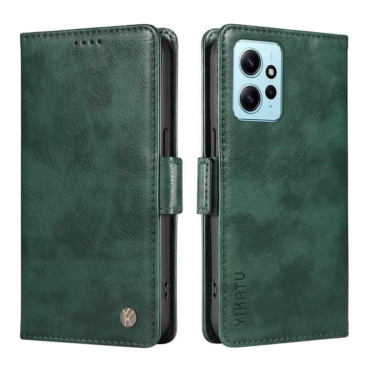 YIKATU YK-007 For Xiaomi Redmi Note 12 4G Phone Case Wallet Leather Cover Litchi Texture