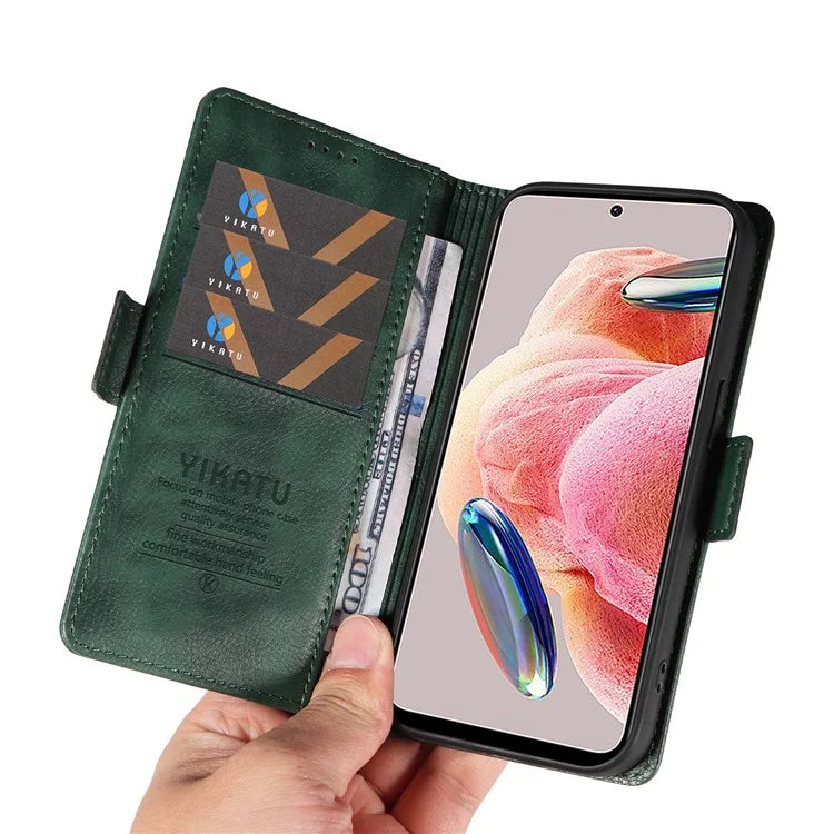 YIKATU YK-007 For Xiaomi Redmi Note 12 4G Phone Case Wallet Leather Cover Litchi Texture
