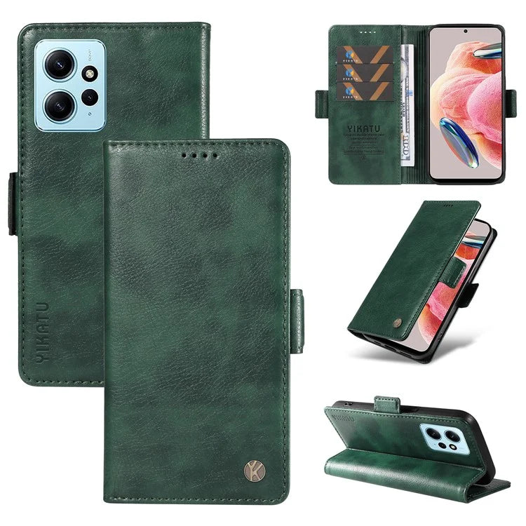 YIKATU YK-007 For Xiaomi Redmi Note 12 4G Phone Case Wallet Leather Cover Litchi Texture