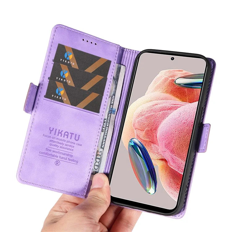 YIKATU YK-007 For Xiaomi Redmi Note 12 4G Phone Case Wallet Leather Cover Litchi Texture