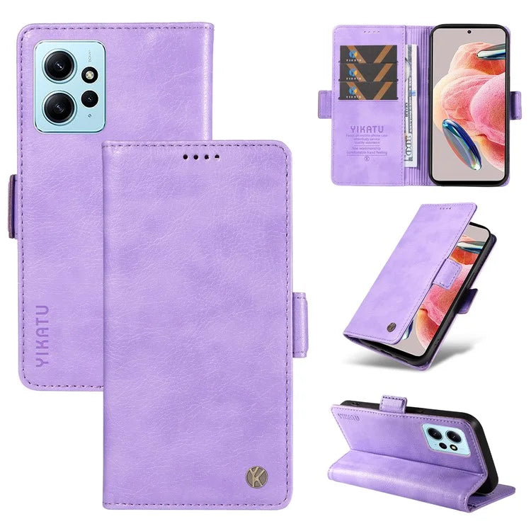 YIKATU YK-007 For Xiaomi Redmi Note 12 4G Phone Case Wallet Leather Cover Litchi Texture