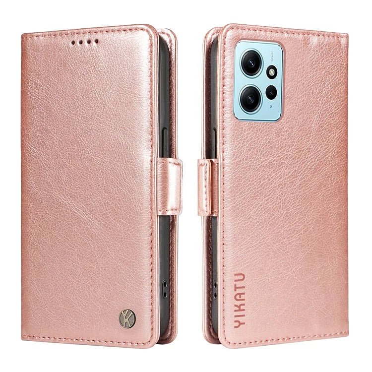 YIKATU YK-007 For Xiaomi Redmi Note 12 4G Phone Case Wallet Leather Cover Litchi Texture