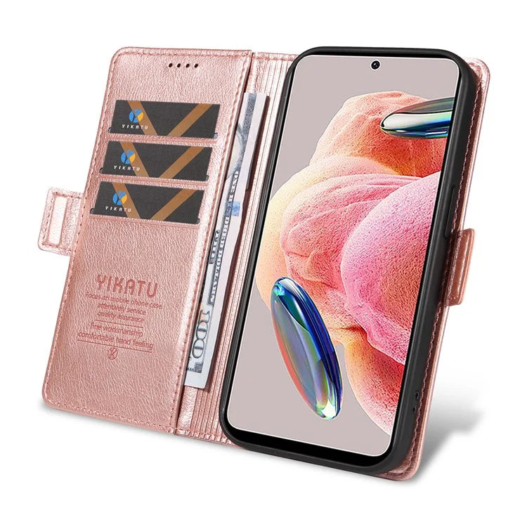 YIKATU YK-007 For Xiaomi Redmi Note 12 4G Phone Case Wallet Leather Cover Litchi Texture