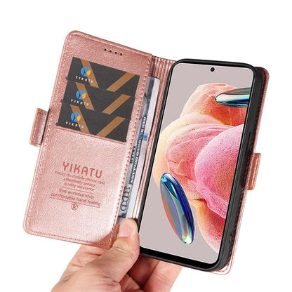 YIKATU YK-007 For Xiaomi Redmi Note 12 4G Phone Case Wallet Leather Cover Litchi Texture