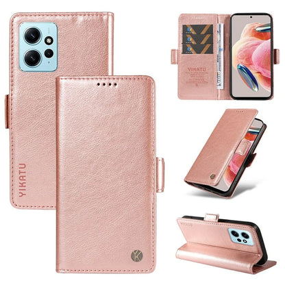 YIKATU YK-007 For Xiaomi Redmi Note 12 4G Phone Case Wallet Leather Cover Litchi Texture