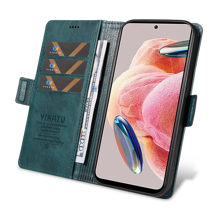 YIKATU YK-007 For Xiaomi Redmi Note 12 4G Phone Case Wallet Leather Cover Litchi Texture