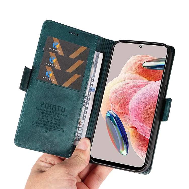 YIKATU YK-007 For Xiaomi Redmi Note 12 4G Phone Case Wallet Leather Cover Litchi Texture