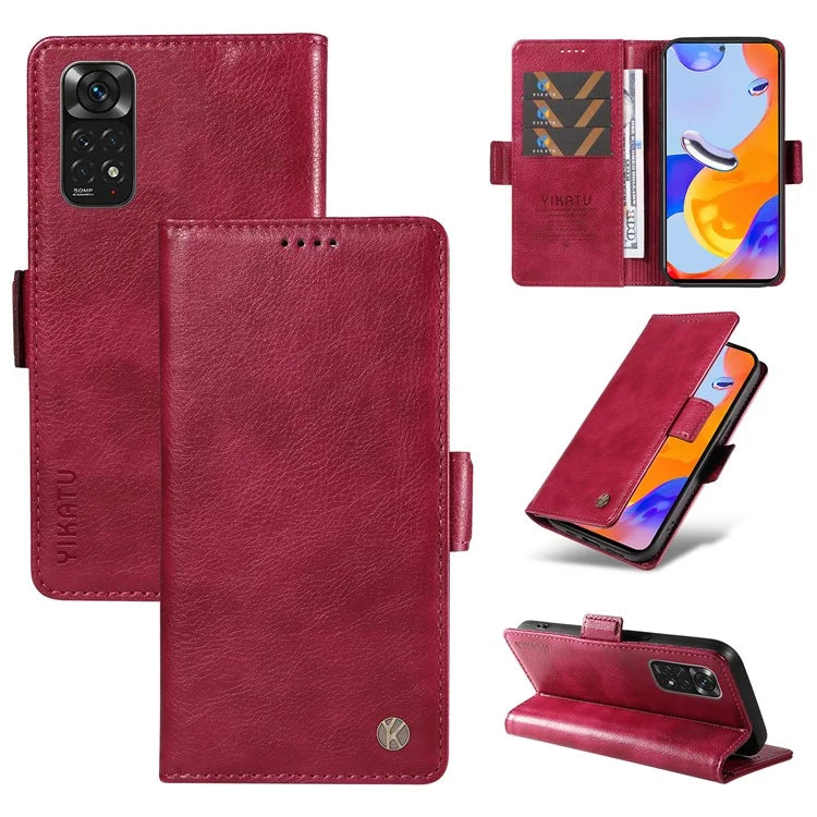 YIKATU YK-007 For Xiaomi Redmi Note 12S 4G / Note 11 4G (Qualcomm) / Note 11S 4G Case Leather Litchi Texture Phone Cover