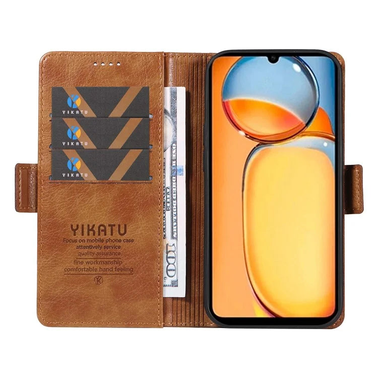 YIKATU YK-007 For Xiaomi Redmi 13C 4G / 13C 5G / 13R 5G / Poco M6 5G / Poco C65 4G Case Scratch-Proof Leather+TPU Magnetic Phone Cover