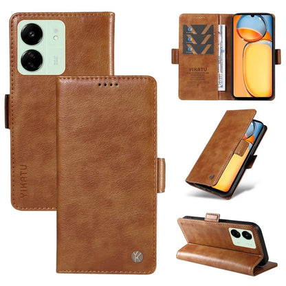 YIKATU YK-007 For Xiaomi Redmi 13C 4G / 13C 5G / 13R 5G / Poco M6 5G / Poco C65 4G Case Scratch-Proof Leather+TPU Magnetic Phone Cover