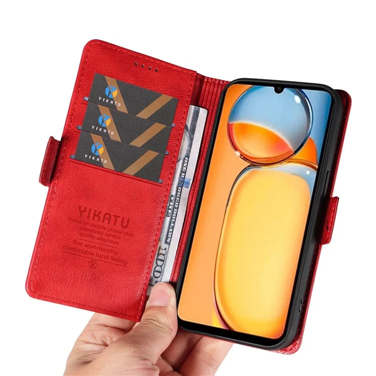 YIKATU YK-007 For Xiaomi Redmi 13C 4G / 13C 5G / 13R 5G / Poco M6 5G / Poco C65 4G Case Scratch-Proof Leather+TPU Magnetic Phone Cover