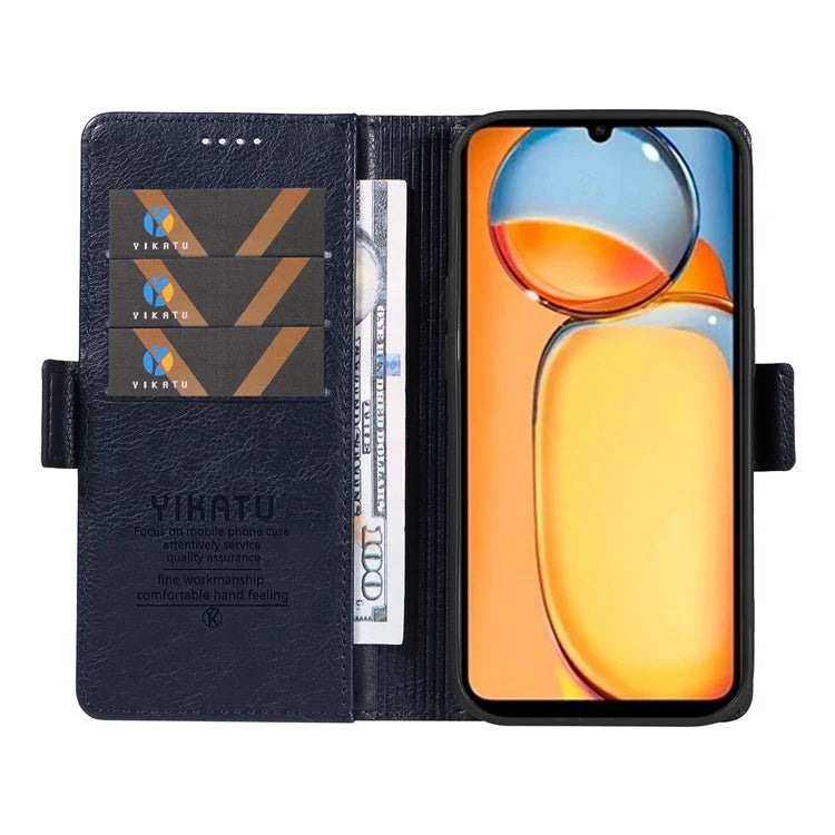 YIKATU YK-007 For Xiaomi Redmi 13C 4G / 13C 5G / 13R 5G / Poco M6 5G / Poco C65 4G Case Scratch-Proof Leather+TPU Magnetic Phone Cover