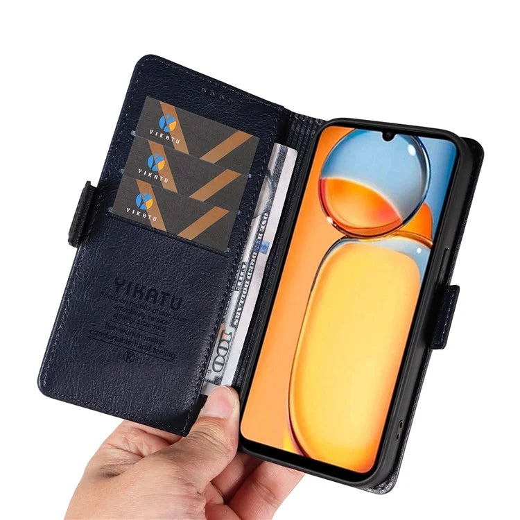 YIKATU YK-007 For Xiaomi Redmi 13C 4G / 13C 5G / 13R 5G / Poco M6 5G / Poco C65 4G Case Scratch-Proof Leather+TPU Magnetic Phone Cover