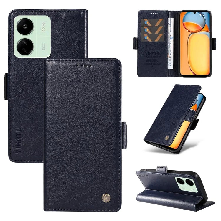 YIKATU YK-007 For Xiaomi Redmi 13C 4G / 13C 5G / 13R 5G / Poco M6 5G / Poco C65 4G Case Scratch-Proof Leather+TPU Magnetic Phone Cover