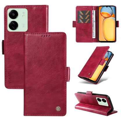 YIKATU YK-007 For Xiaomi Redmi 13C 4G / 13C 5G / 13R 5G / Poco M6 5G / Poco C65 4G Case Scratch-Proof Leather+TPU Magnetic Phone Cover
