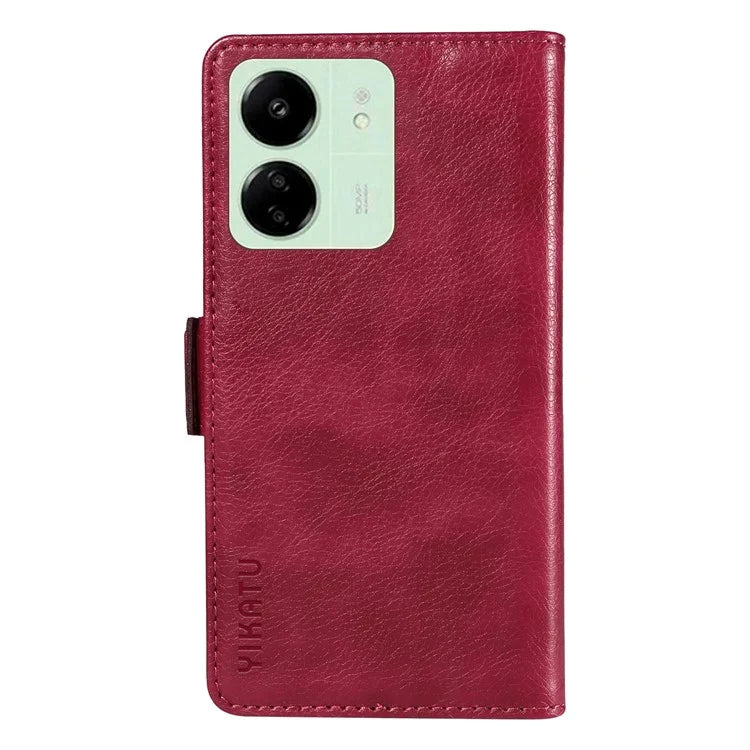 YIKATU YK-007 For Xiaomi Redmi 13C 4G / 13C 5G / 13R 5G / Poco M6 5G / Poco C65 4G Case Scratch-Proof Leather+TPU Magnetic Phone Cover