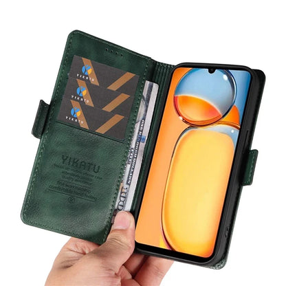 YIKATU YK-007 For Xiaomi Redmi 13C 4G / 13C 5G / 13R 5G / Poco M6 5G / Poco C65 4G Case Scratch-Proof Leather+TPU Magnetic Phone Cover