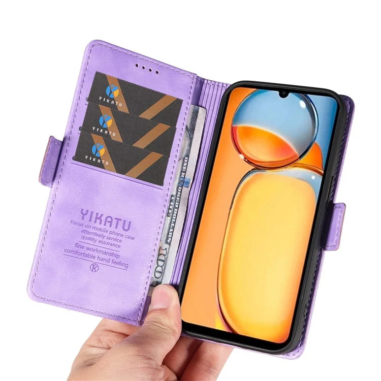 YIKATU YK-007 For Xiaomi Redmi 13C 4G / 13C 5G / 13R 5G / Poco M6 5G / Poco C65 4G Case Scratch-Proof Leather+TPU Magnetic Phone Cover