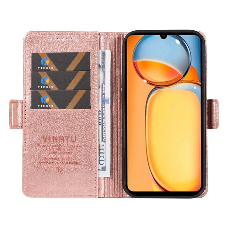 YIKATU YK-007 For Xiaomi Redmi 13C 4G / 13C 5G / 13R 5G / Poco M6 5G / Poco C65 4G Case Scratch-Proof Leather+TPU Magnetic Phone Cover
