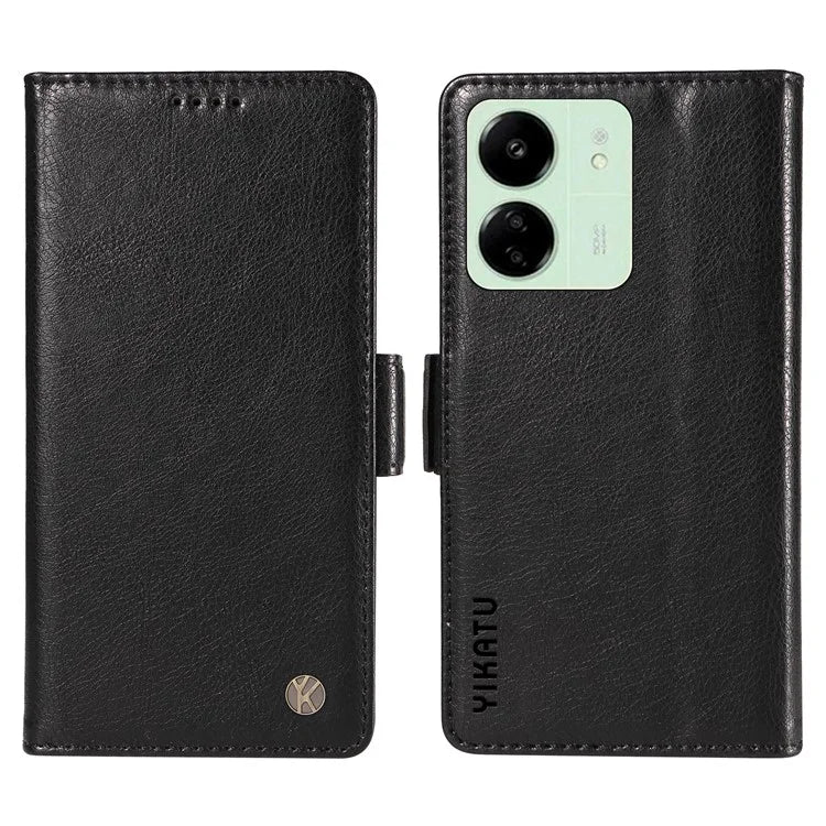 YIKATU YK-007 For Xiaomi Redmi 13C 4G / 13C 5G / 13R 5G / Poco M6 5G / Poco C65 4G Case Scratch-Proof Leather+TPU Magnetic Phone Cover