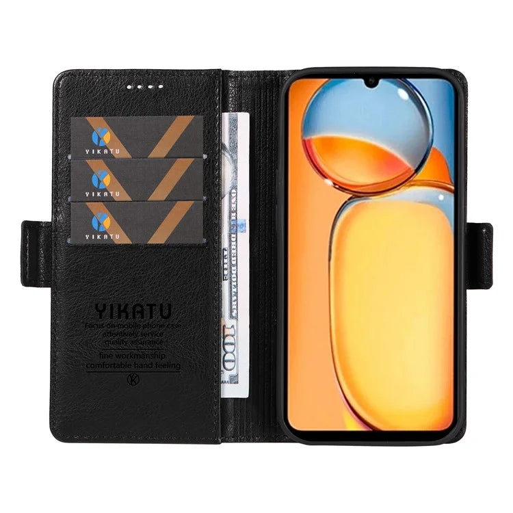 YIKATU YK-007 For Xiaomi Redmi 13C 4G / 13C 5G / 13R 5G / Poco M6 5G / Poco C65 4G Case Scratch-Proof Leather+TPU Magnetic Phone Cover
