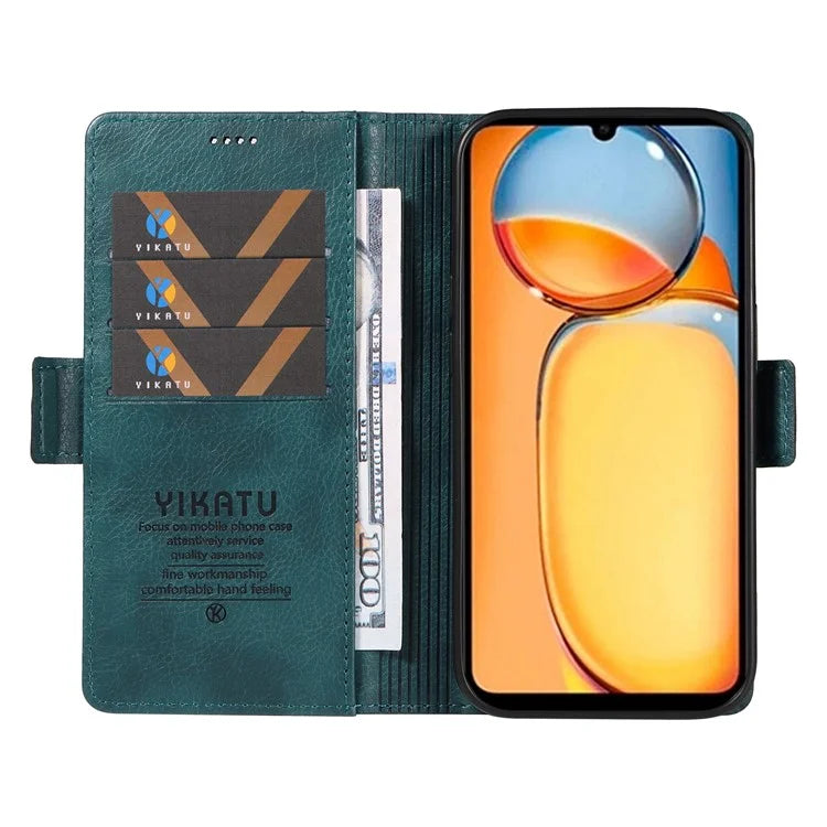 YIKATU YK-007 For Xiaomi Redmi 13C 4G / 13C 5G / 13R 5G / Poco M6 5G / Poco C65 4G Case Scratch-Proof Leather+TPU Magnetic Phone Cover