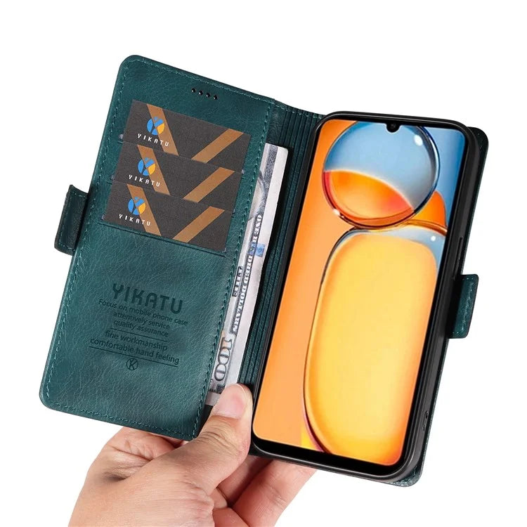 YIKATU YK-007 For Xiaomi Redmi 13C 4G / 13C 5G / 13R 5G / Poco M6 5G / Poco C65 4G Case Scratch-Proof Leather+TPU Magnetic Phone Cover