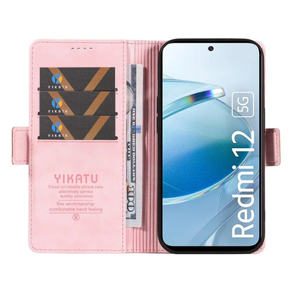 YIKATU YK-007 For Xiaomi Redmi 12 4G / 12 5G (Global) / Poco M6 Pro 5G Leather Case Litchi Texture Phone Cover