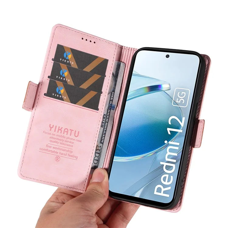YIKATU YK-007 For Xiaomi Redmi 12 4G / 12 5G (Global) / Poco M6 Pro 5G Leather Case Litchi Texture Phone Cover