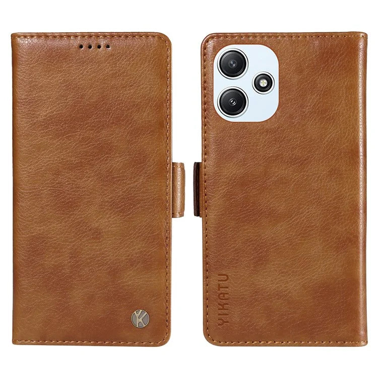 YIKATU YK-007 For Xiaomi Redmi 12 4G / 12 5G (Global) / Poco M6 Pro 5G Leather Case Litchi Texture Phone Cover
