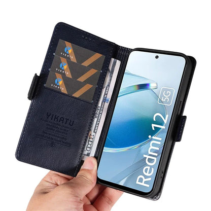 YIKATU YK-007 For Xiaomi Redmi 12 4G / 12 5G (Global) / Poco M6 Pro 5G Leather Case Litchi Texture Phone Cover