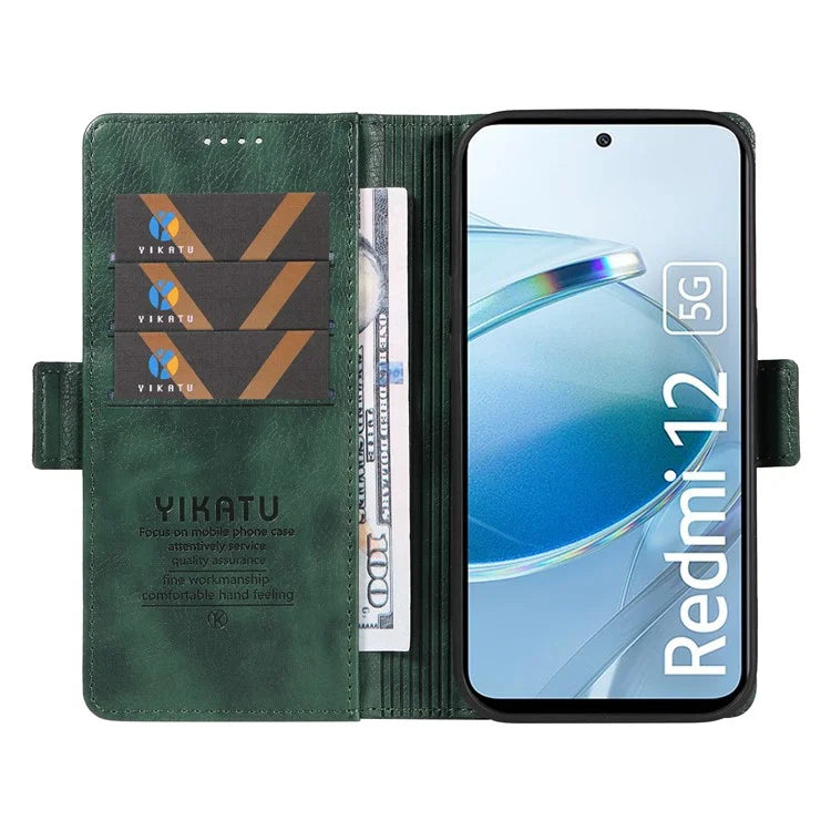 YIKATU YK-007 For Xiaomi Redmi 12 4G / 12 5G (Global) / Poco M6 Pro 5G Leather Case Litchi Texture Phone Cover