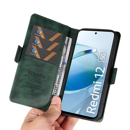YIKATU YK-007 For Xiaomi Redmi 12 4G / 12 5G (Global) / Poco M6 Pro 5G Leather Case Litchi Texture Phone Cover