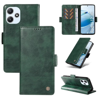 YIKATU YK-007 For Xiaomi Redmi 12 4G / 12 5G (Global) / Poco M6 Pro 5G Leather Case Litchi Texture Phone Cover