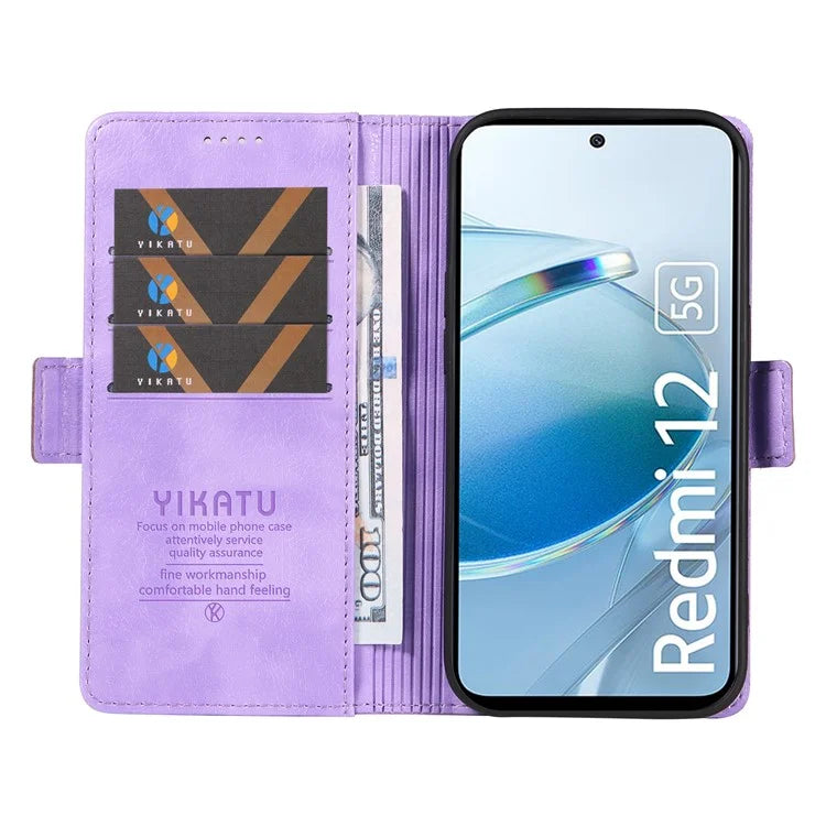YIKATU YK-007 For Xiaomi Redmi 12 4G / 12 5G (Global) / Poco M6 Pro 5G Leather Case Litchi Texture Phone Cover